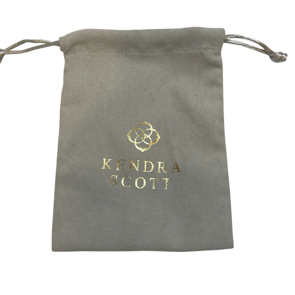 Kendra Scott Jewelry Pouch Gift Bag Tan Beige Gold Logo Drawstring Fabric